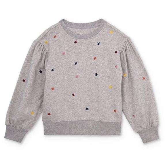 AG Adriano Goldschmied Star Sweatshirt Girl’s Size Medium Gray Embroidered Crew - Picture 1 of 10